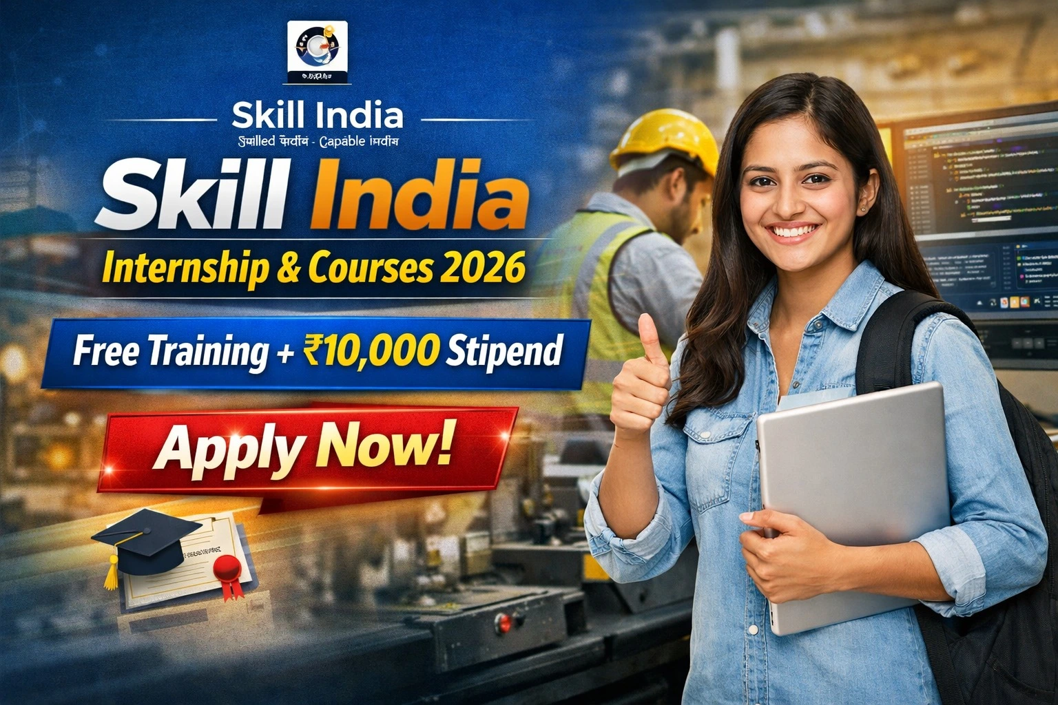 Skill India Internship 2026: Free Training + ₹10,000 Stipend (Apply Now)